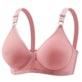 thumbnail image 2 of Gymayou Women Wireless Lace Splice Push Up Bra Adjustable Strap V Neck Gentle Gathering Lingerie Comfort Everyday Underwear 03-Pink 40B, 2 of 5