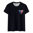 thumbnail image 1 of Hauts d'Été pour Femmes Jour de l'Indépendance Drapeau Col Rond Imprimé Lettre Manches Courtes Chemises pour Femmes Noir S, 1 of 4
