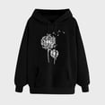 thumbnail image 3 of TRUBKH hoodies for women Fleece Sweatshirts womens long sleeve tops comfrt hoodie graphic hoodie Autumn Hoodie With Pockets And Dandelion Print And Casual Long Sleeved Sweatshirt Black 3XL, 3 of 3