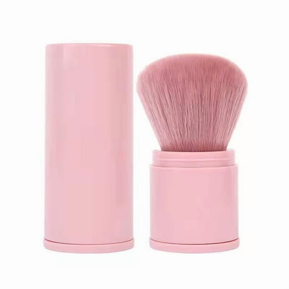 HHBEAUTY Retractable Kabuki Makeup Brush, Travel Face Blush Brush, Portable Powder Foundation Sunscreen Brush with Cover for Blush, Bronzer, Buffing, Highlighter Flawless Powder Cosmetics