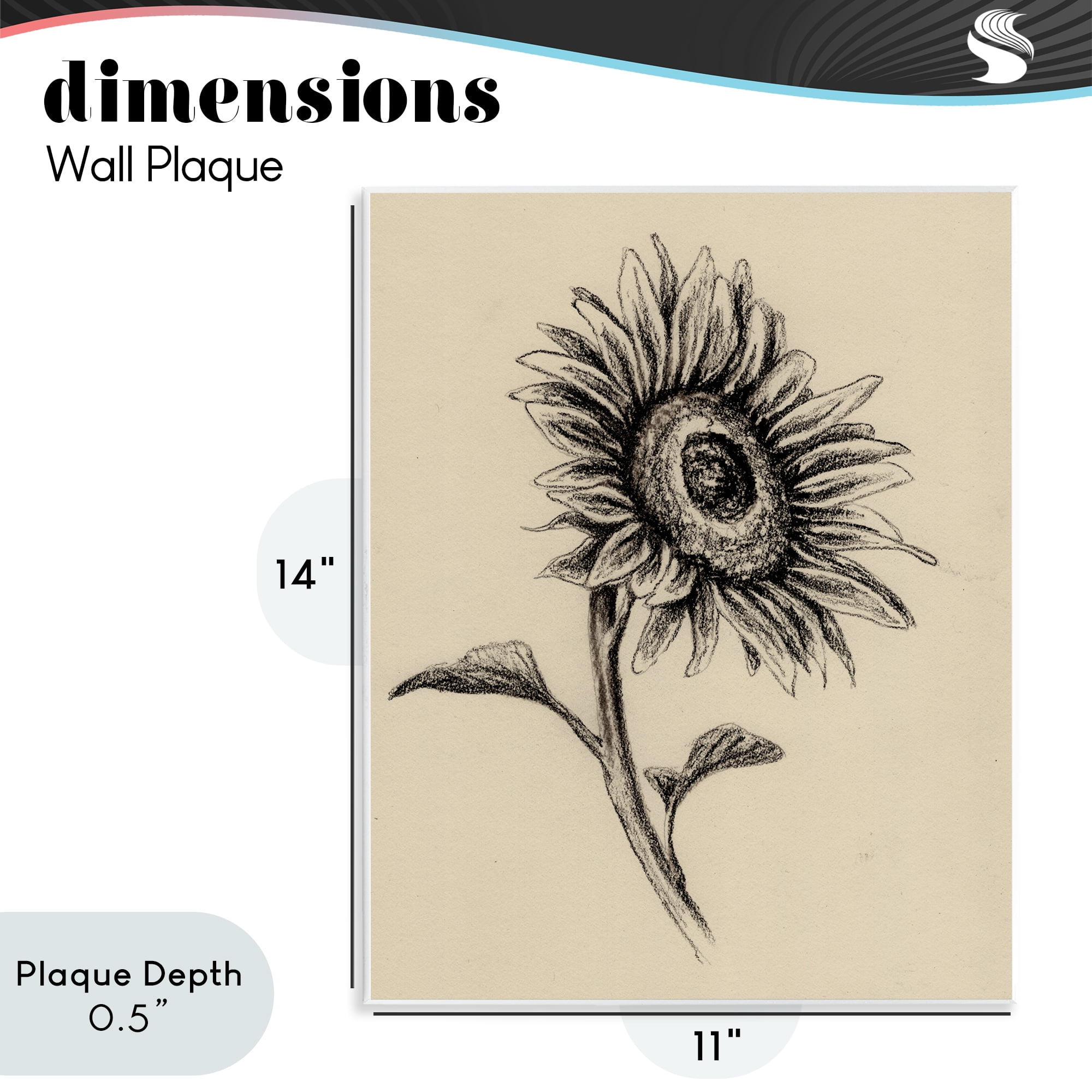 Stupell Industries Sunflowers in Charcoal Wall Plaque Art, design by Leah Noel Art