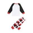 thumbnail image 6 of Family Christmas Pajamas  Elk Letter Printing Plaid Raglan Long Sleeve Round Collar Sleepwear for Mother/Father/Kid, 6 of 10