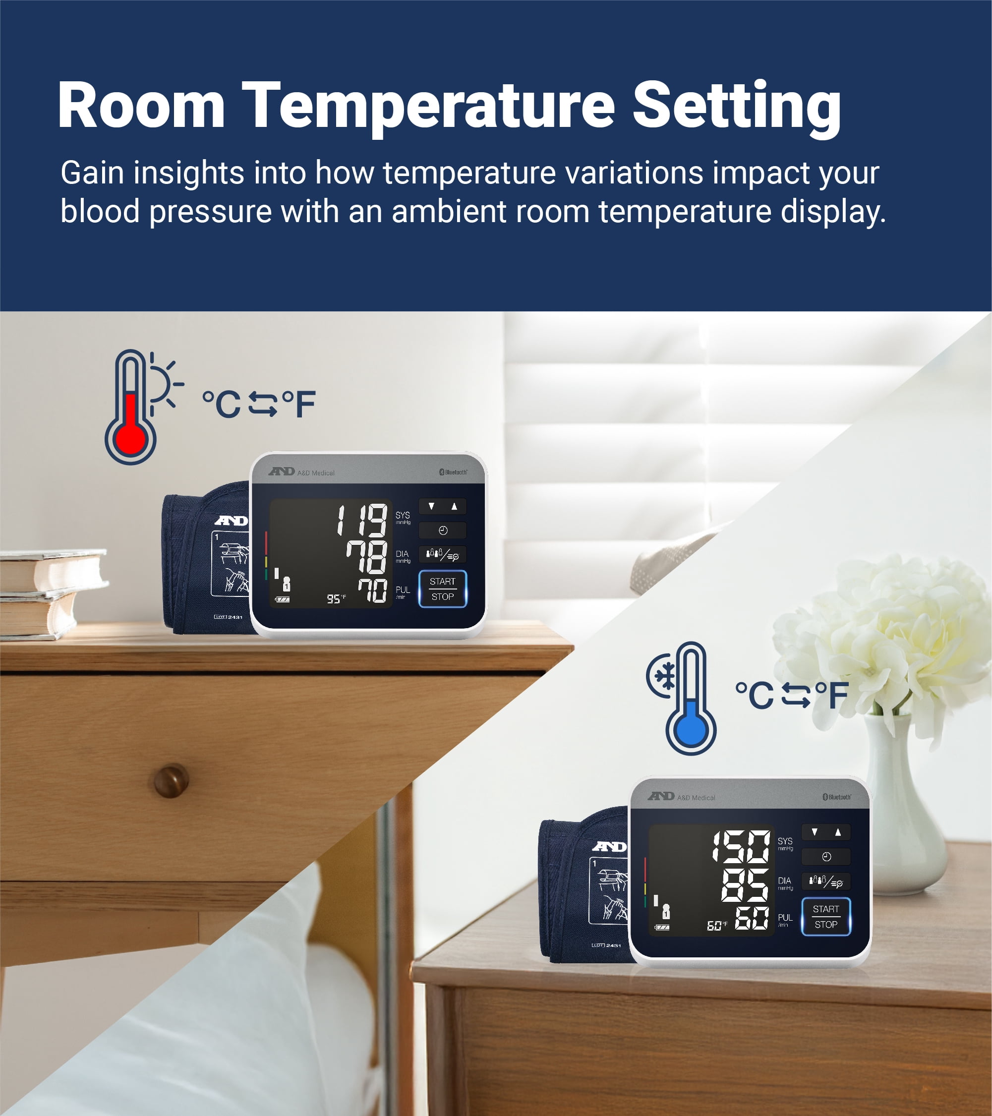 A&D Medical UA-910BLE Bluetooth Heart Rate Detection Upper Arm Blood Pressure Monitor with Bluetooth