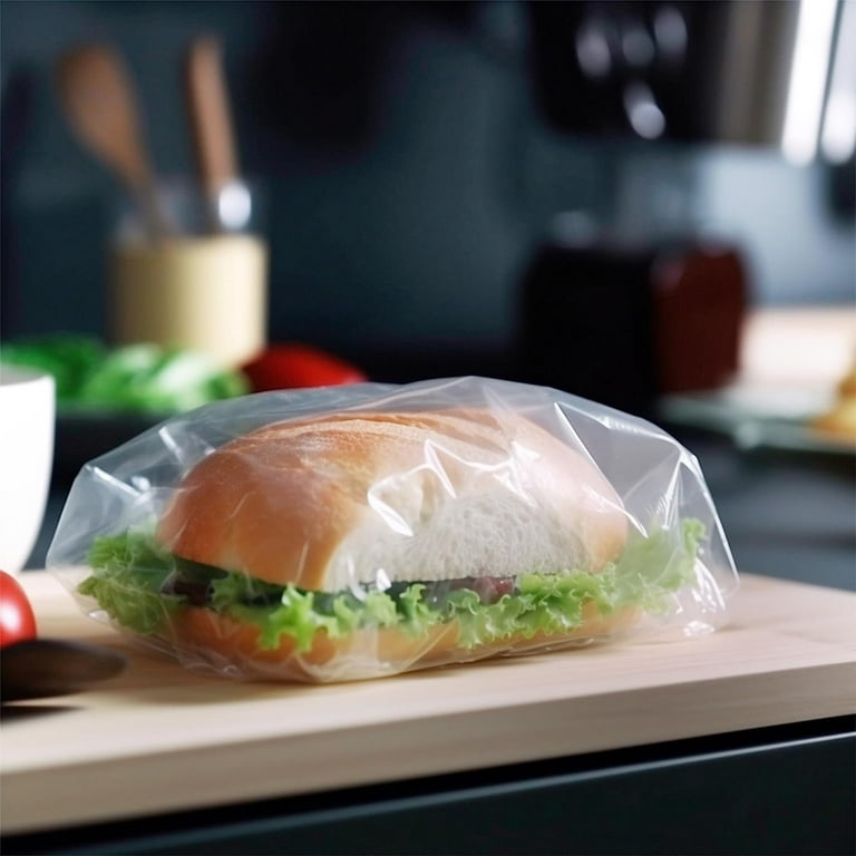 APQ Plastic Sandwich Bags with Flip Top and Lip 6.75 x 6.75 Inch. Pack of  2000 Clear Fold Top Sandwich Baggies. 0.6 mil Thick Polyethylene