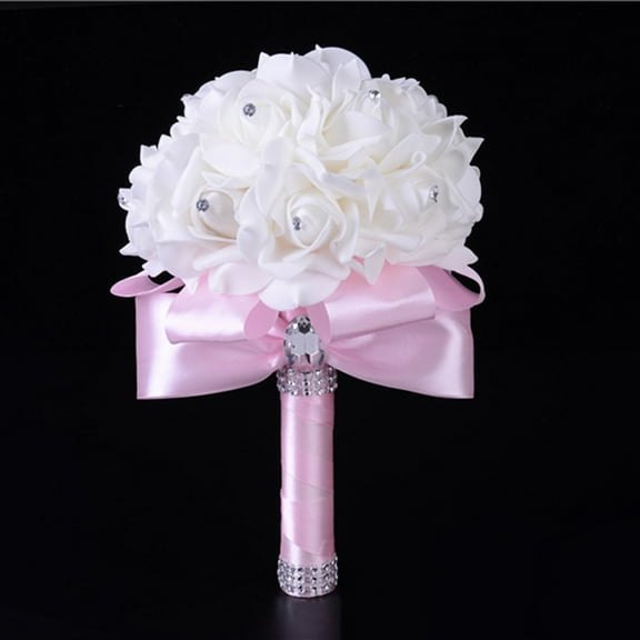 Latrodar Crystal Roses Bridesmaid Wedding Meticulously Crafted ificial Silk Flowers Pink 7.6x5.6 Inch Home Decor