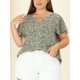 thumbnail image 2 of BluDe GaEstampado Floral ManAcampanaOjo De CerraduTalGrande PaMujer Verde gris 4XL, 2 of 5
