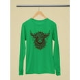 thumbnail image 3 of Highland Cow Christmas Lights Women's Long Sleeve, 3 of 4