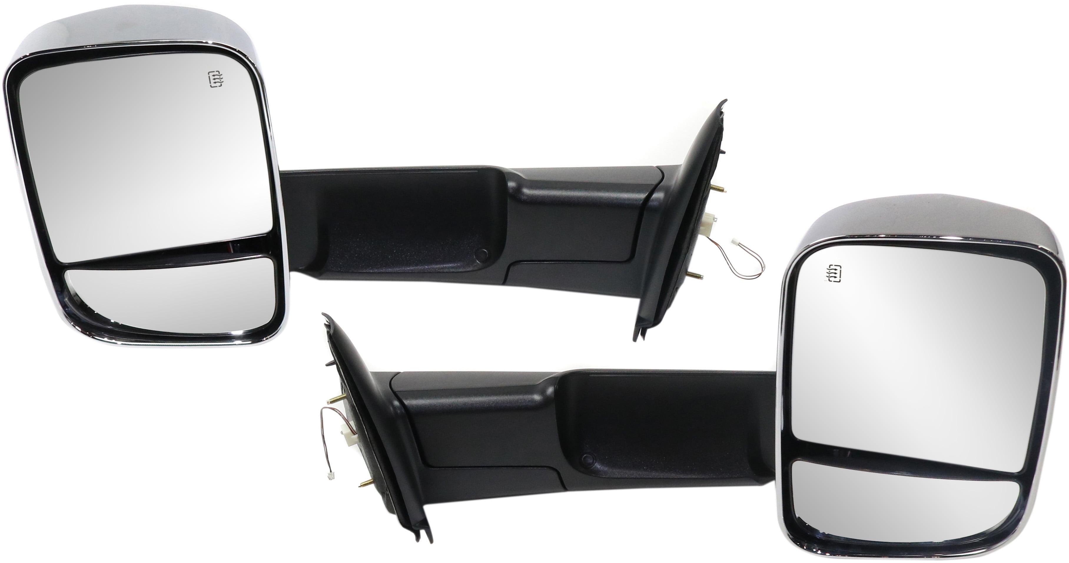 Kool Vue Towing Mirror Compatible With 2002-2009 Dodge Ram 3500 2500 Driver & Passenger Side Heated w/ Blind Spot Corner Glass In-housing Signal Light Chrome