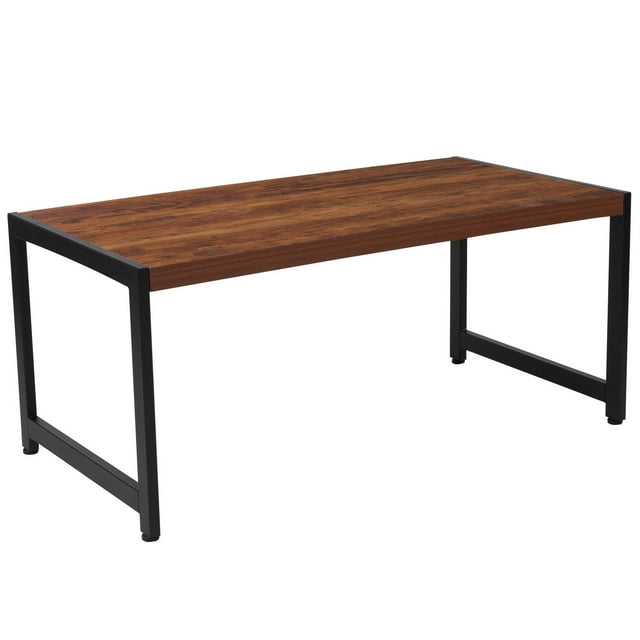 Grove Hill Collection Rustic Wood Grain Finish Coffee Table with Black Metal Frame