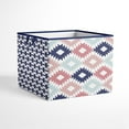 thumbnail image 2 of Bacati - Aztec Emma Coral/Mint/Navy Cotton Percale Fabric covered Storage, Large Box, 14 x 14 x 10 inches, 2 of 10