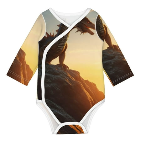 

Disketp Seaside Sunset Cool Dragon Baby Onesies Unisex-Baby Baby Long Sleeve Bodysuit Bodysuits Boys & Girls-12 Months
