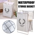 thumbnail image 1 of Large Hamper - Large Sized Storage Baskets with Handle, Collapsible & Convenient Home Organizer Containers for Kids Toys, Baby Clothing ( Rectangular- Black and White), 1 of 7