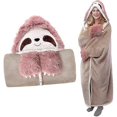 thumbnail image 1 of Oversized Lamb Hoodie Blanket - Cute Sloth Design, One Size, 1 of 5
