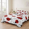 thumbnail image 2 of Full Quilt Set 78''x90'', Ladybug Lightweight Bedspread Coverlet Set with 2 Pillow Shams, Cartoon Red Black Dots Animals Modern Simple Breathable All Season Quilt Bedding for Bedroom/Guest Room, 2 of 9