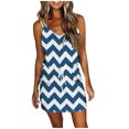 thumbnail image 1 of asdoklhq Womens Daytime Dresses,Women Casual V-Neck Sleeveless Bandage Stripe Printing Loose Vest Sling Dress, 1 of 6
