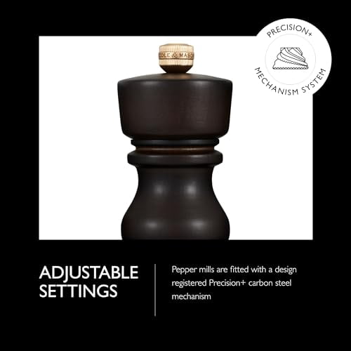 Cole & Mason London Refillable Spice Mill - Kitchen & Home Accessory - Table Black Pepper Grinder - Pepper Mill with Carbon Steel Mechanism - 5", Chocolate Wood