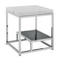 thumbnail image 2 of Steve Silver Aston Indoor 26"H Modern Genuine Marble Top End Table with Shelf, White, 2 of 6