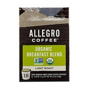 Allegro Coffee, Coffee Breakfast Blend Pods Organic 18 Count, 6.9 Ounce