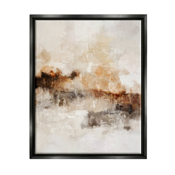 Stupell Industries Beige & Brown Abstract Abstract Painting Black Floater Framed Art Print Wall Art, 17 x 21