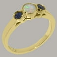 thumbnail image 2 of LBG British Made 14k Yellow Gold Ring with Natural Opal & Sapphire Womens Engagement Ring - 33 size options - Size 7.25, 2 of 7
