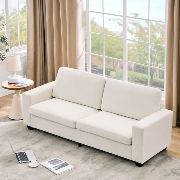 Modern Corduroy Loveseat Sofa Couch for Living Room - 83" 2-3 Seater, Deep Seat, Wide Armrests, Removable Washable Covers, Comfy for Small Spaces, Sturdy, Easy Assembly