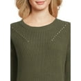 thumbnail image 3 of Time and Tru Women's Shaker Knit Sweater, Midweight, Sizes XS-XXXL, 3 of 6