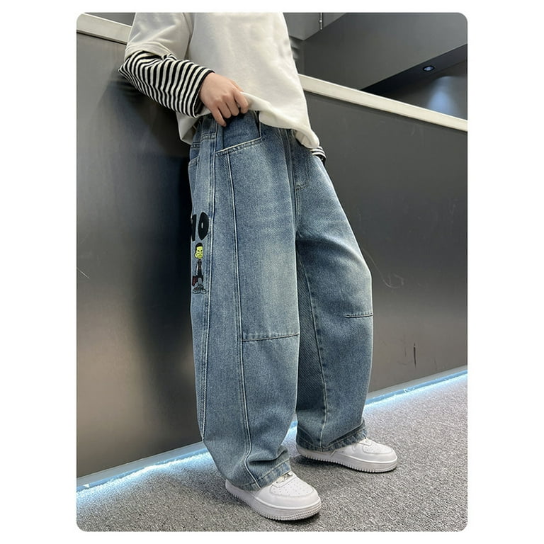 SUYIDA Relaxed Denim Jeans Boys 2025 Baggy Jeans Straight Leg