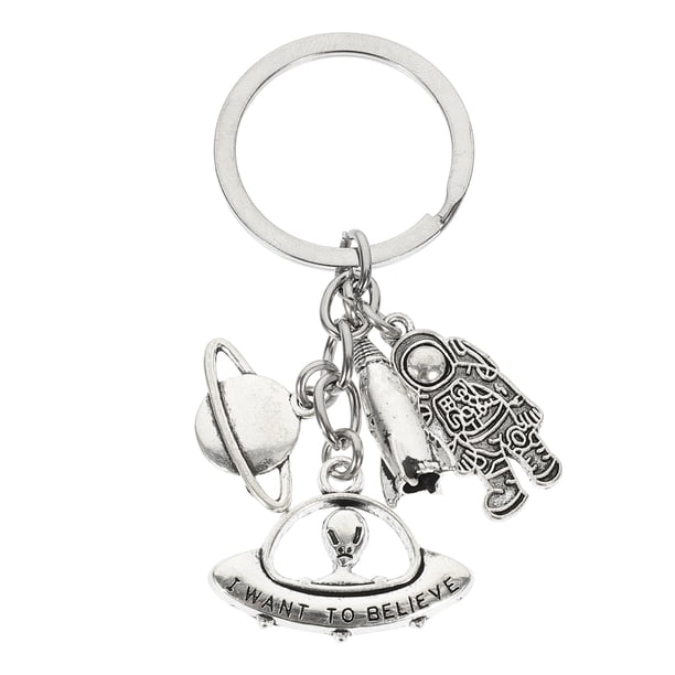 Llavero colgante de aleación con diseño de astronautas y planetas, llavero decorativo, accesorio para llaves