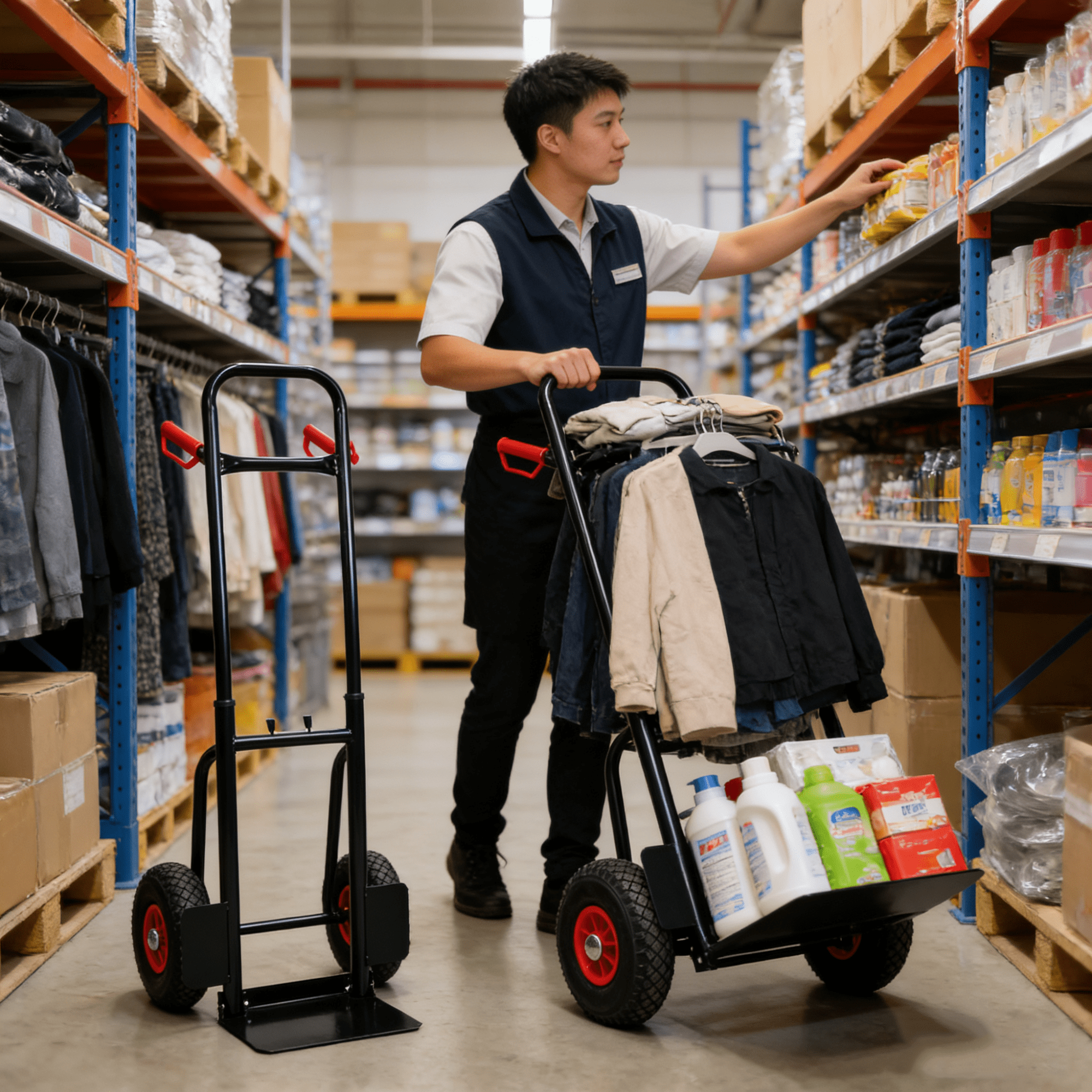 Jopath Dolly Cart,Heavy Duty Manual Truck With Double Handles 330 Lb Steel Trolley For Moving Heavy Platform Truck With 10 "Rubber Wheels For Moving/Warehouse/Garden/Grocery