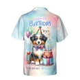 thumbnail image 2 of Happy Birthday Cute Puppy Australian Shepherd with Cake Gifts Party Hat Hawaiian Shirt Breathable Summer Unisex Merch Aussie Dog Lover Gifts - 00029, 2 of 6