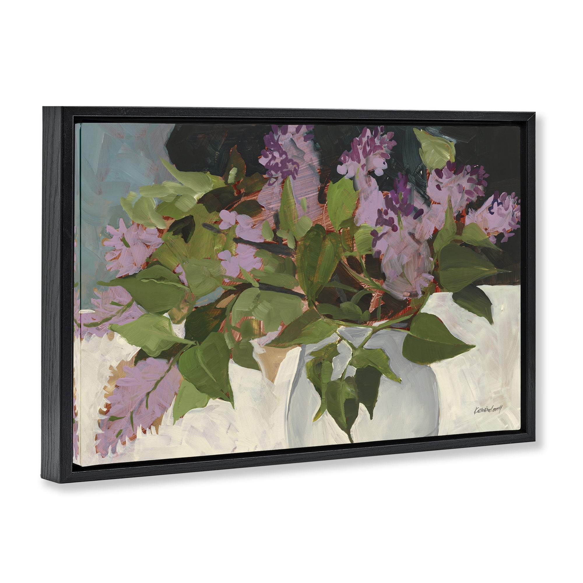 Stupell Industries June Lilacs Bouquet Black Framed Floater Canvas Wall Art, design by Katherine Lovell