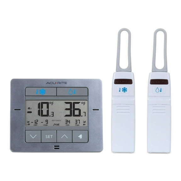 AcuRite 00515M Refrigerator Thermometer with 2 Wireless Temperature Sensors & Customizable Alarms for Fridge & Freezer
