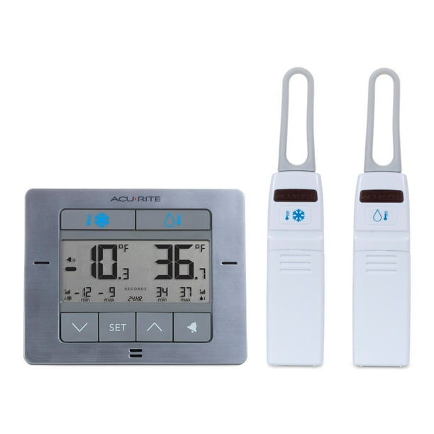 AcuRite 00515M Refrigerator Thermometer with 2 Wireless Temperature Sensors & Customizable