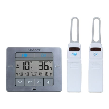 AcuRite 00515M Refrigerator Thermometer with 2 Wireless Temperature Sensors & Customizable Alarms for Fridge &