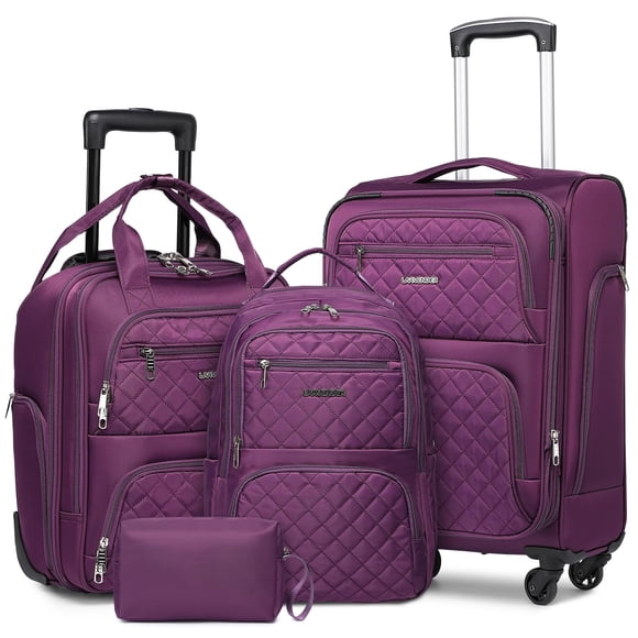 Juego de equipaje LARVENDER Softside Carry On de 4 piezas con cierre TSA