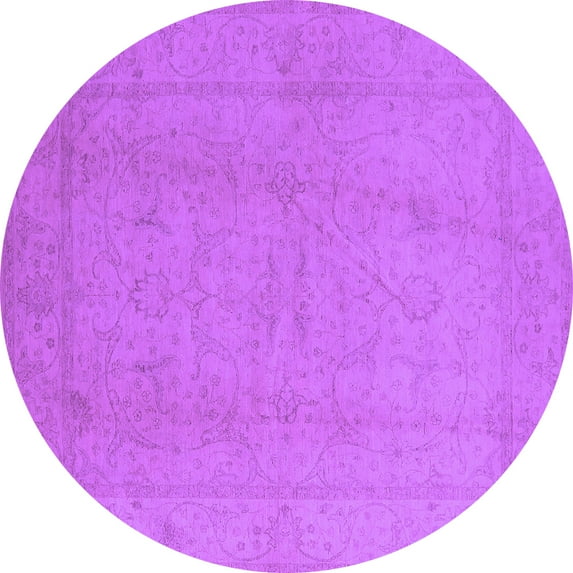 Ahgly Company Indoor Round Oriental Purple Traditional Area Rugs, 4' Round