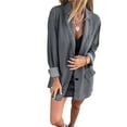 thumbnail image 2 of Camisa Vaquera con Botones para Mujer, Larga, Solapa, Informal, Holgada, Vaquera Gris XL, 2 of 8