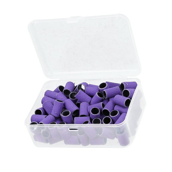 Unique Bargains 100 Pcs 240 Grit Nail Drill Bits Sanding Bands Gel File Polish Remover For Electric Nail Tools Purple