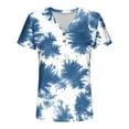 thumbnail image 7 of ClodeEU Women's V-Neck Printed Short Sleeve Shirt with Button ,Casual Trendy Tunic Blouse Navy^,Womens Plus XXXL, 7 of 7