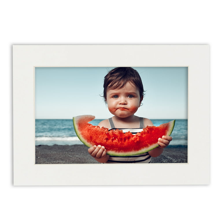 Pack of 100, 8x10 Pre-cut Mat with Whitecore fits 5x7 Picture + Backing +  Bags.