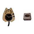 thumbnail image 1 of Adorno De Reloj Con Forma De Gato Y Soporte De Madera Para Caja De Pañuelos Desechables Para Decoración Y Organización Del Hogar En La Cocina, La Oficina Y El Baño. Juego De Regalo., 1 of 8