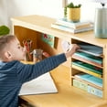 thumbnail image 4 of Guidecraft Kids' Media Desk with Hutch and Chair Set  Natural: Kids Table and Chair Set, Computer Desk with Storage Hutch, Kids Bedroom Furniture Set, 4 of 8