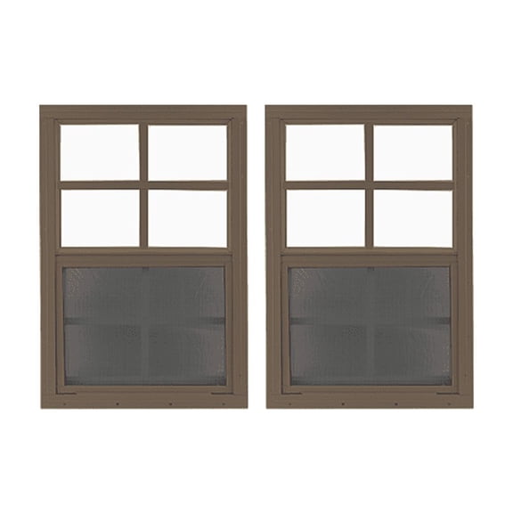 Shed Windows and More 2 Pack Shed Window 12" x 18" Brown Flush Aluminum TEMPERED