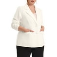 thumbnail image 4 of GRACE & GRANDEUR Blazer de Bureau pour Femme Grande Taille d'Automne à Revers Cranté, Boutonné, 1X Blanc, 4 of 6