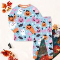 thumbnail image 6 of NOEGOEU Kids Cute Graphic Halloween Pajamas Boys Girls Long Sleeve Sleepwear Set 2 Piece 2-9 Years (Sky Blue,4-5 Years), 6 of 8