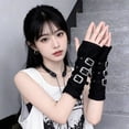 thumbnail image 5 of Yvsxxv Black Metal Buckle Punk Fingerless Gloves Casual Arm Warmer, 5 of 7