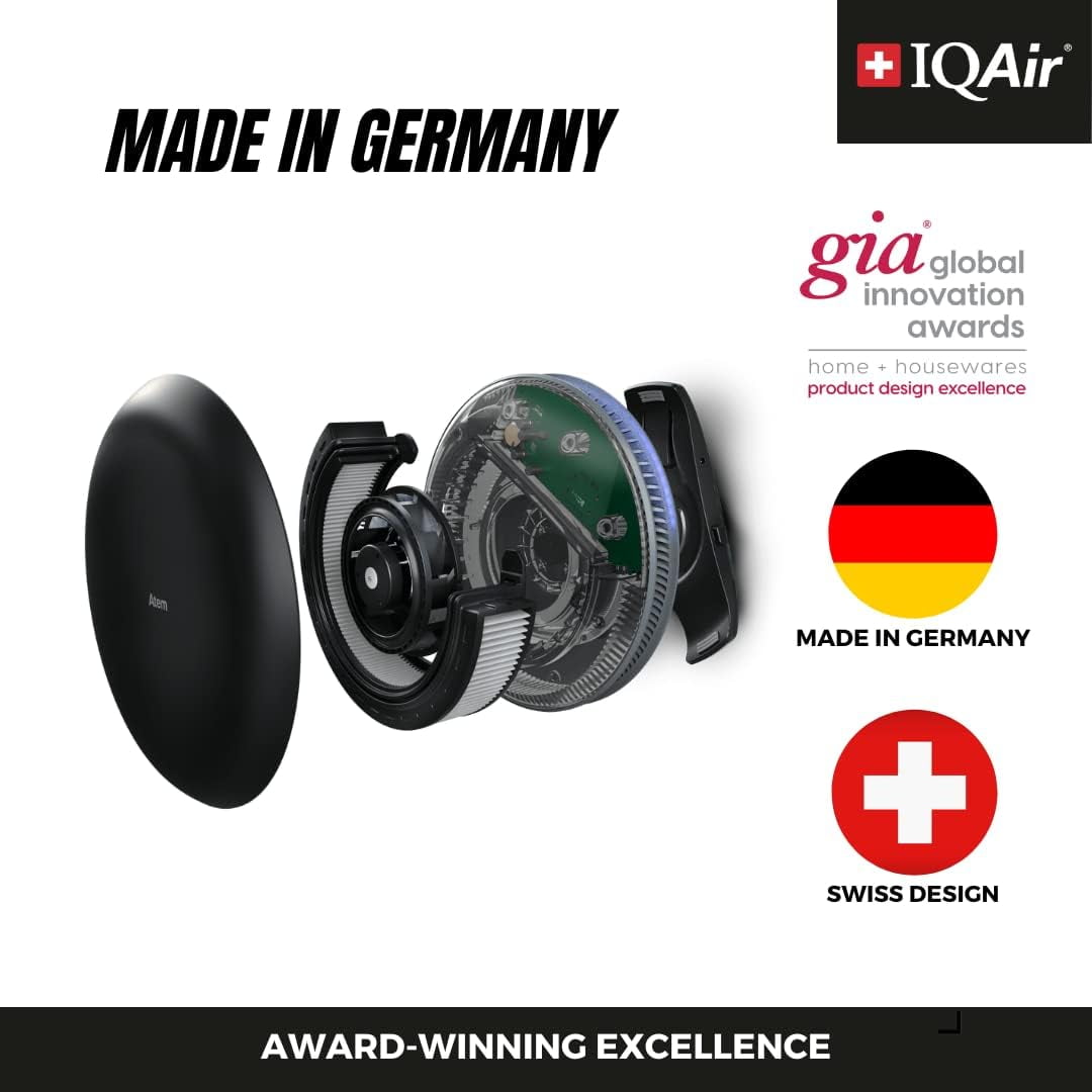 IQAir Atem Car Portable HEPA Air Purifier, Filters for Pollution, Odors, Gases, Car Fumes, and Asthma, Great for Travel or Daily Commute