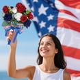 thumbnail image 5 of PEIBang Artificial Patriotic Flowers 4th of July Decorations,Red White and Blue Fake Floral Bouquet for 250th Anniversary Memorial Day Independence Day Home Wedding Party Decor, 5 of 7