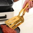 thumbnail image 6 of 10" Stainless Steel Grill Clamp Spatula, 2026 New Double-Sided Spatula Tongs with Serrated Edge, Anti-Scald Handle for Kitchen Stoves, Grill Grates, Griddle Tops & Campfire Rings,Gold, 6 of 7
