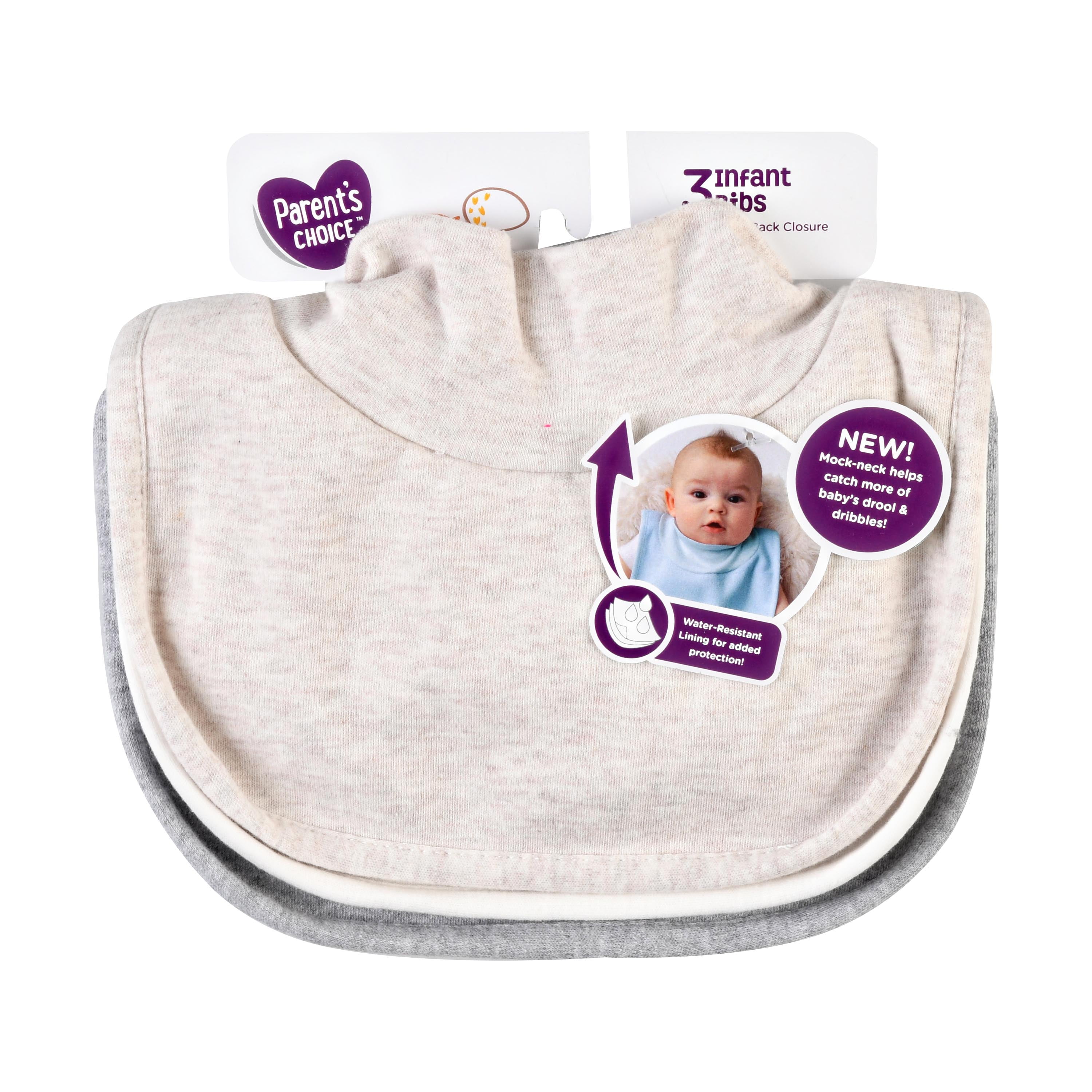 Parent's Choice Baby Unisex Mock Neck Bib, 3 Pack - Walmart.com